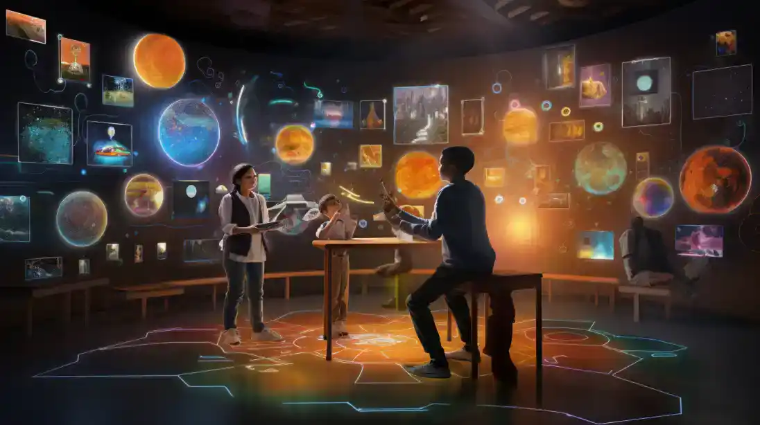 Classroom scene showcasing OpenAI's ChatGPT integration for revolutionary learning.