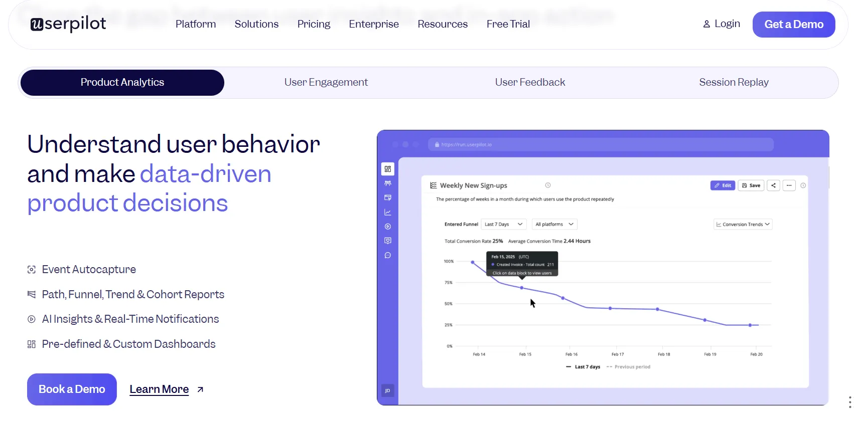 Userpilot product analytics platform