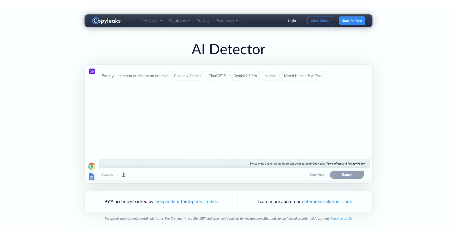 Copyleaks AI detector