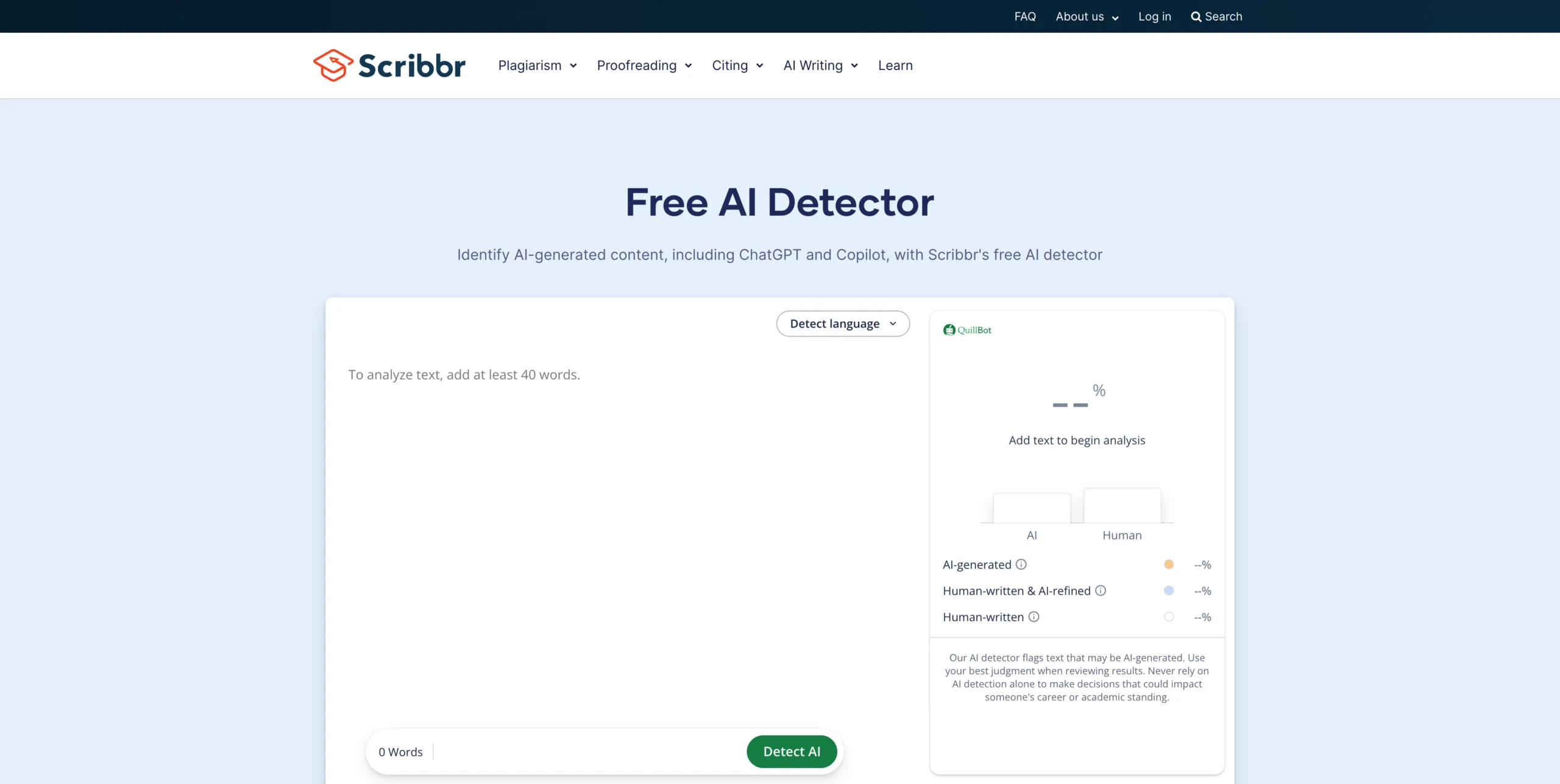 scribbr AI content detector