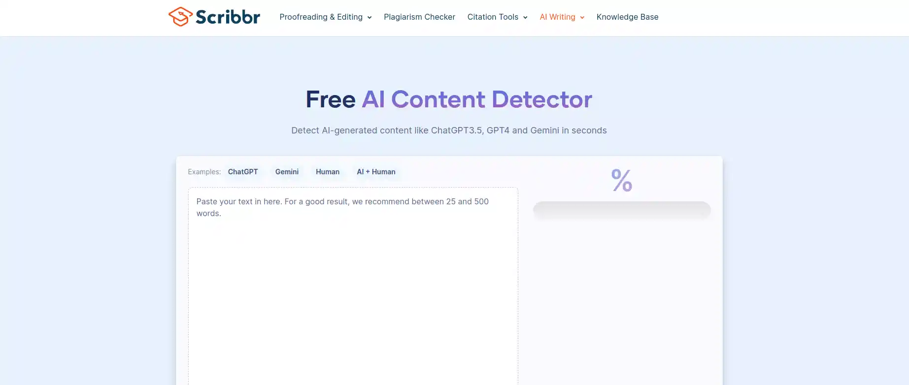 scribbr AI content detector