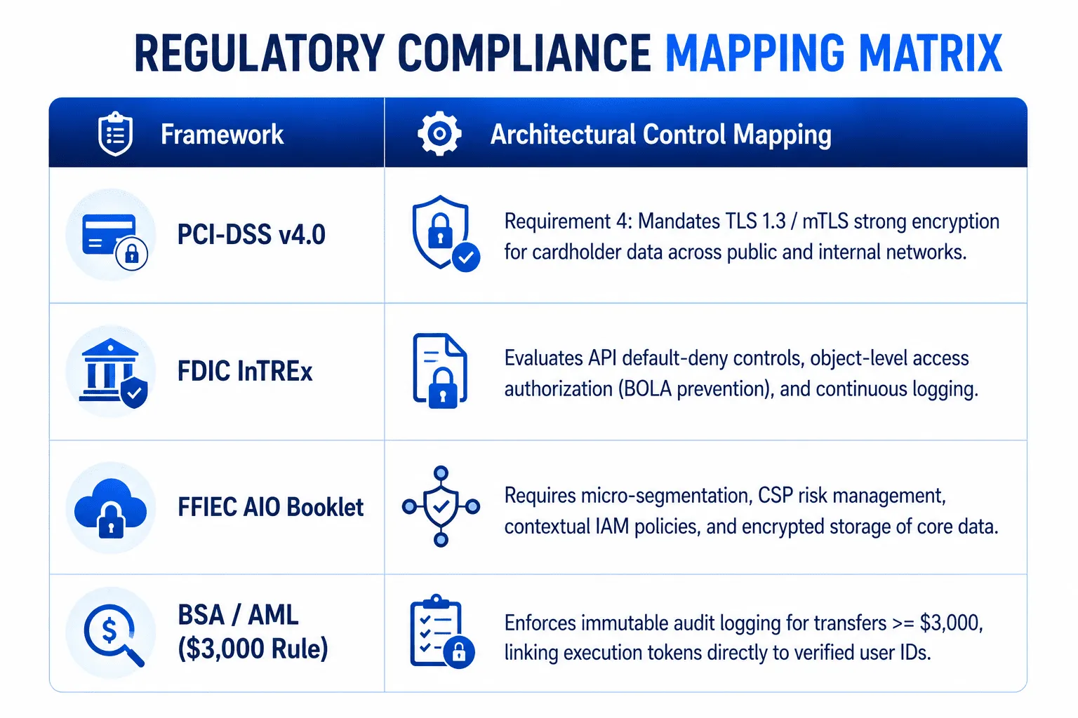 FFIEC FDIC InTREx PCI-DSS regulatory compliance infrastructure mapping