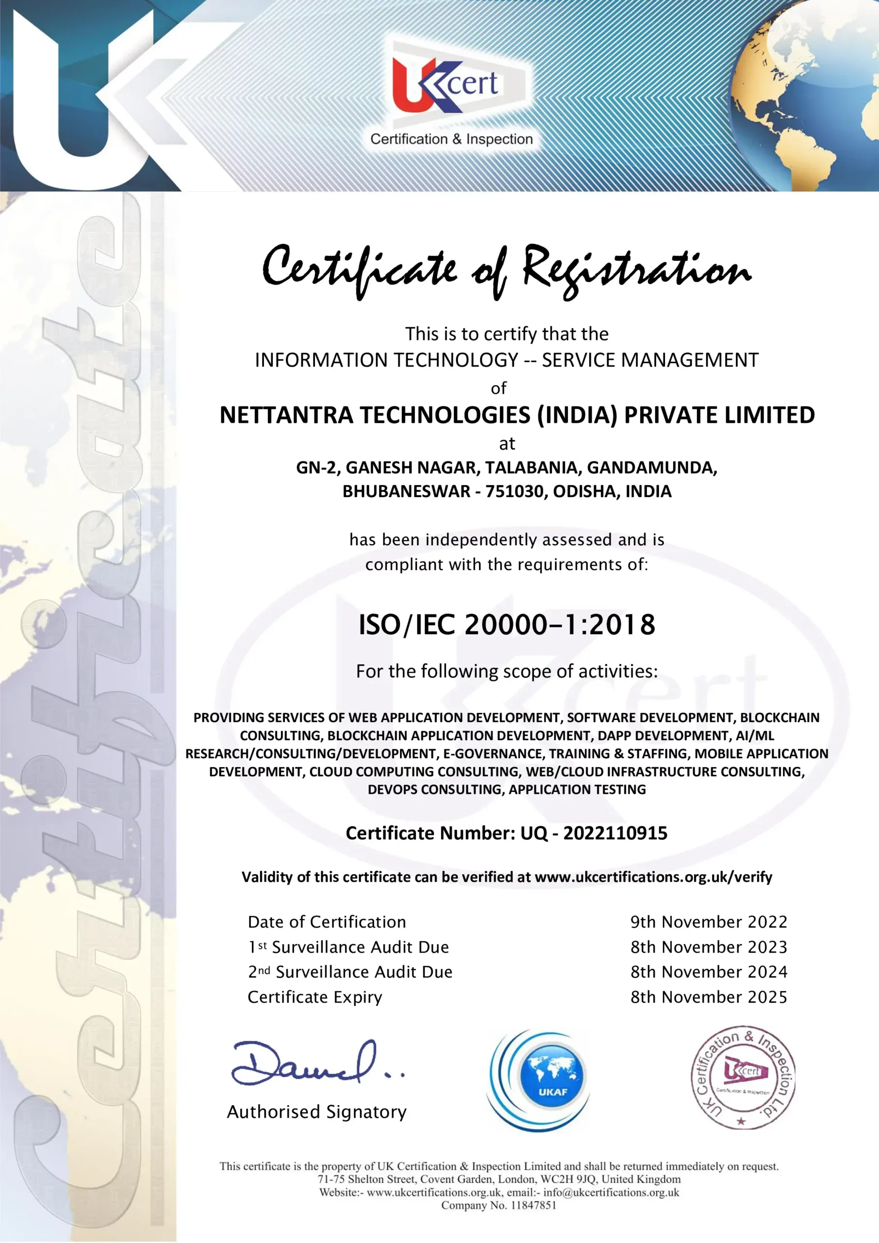 NetTantra - ISO-IEC 20000-1-2018 Certification