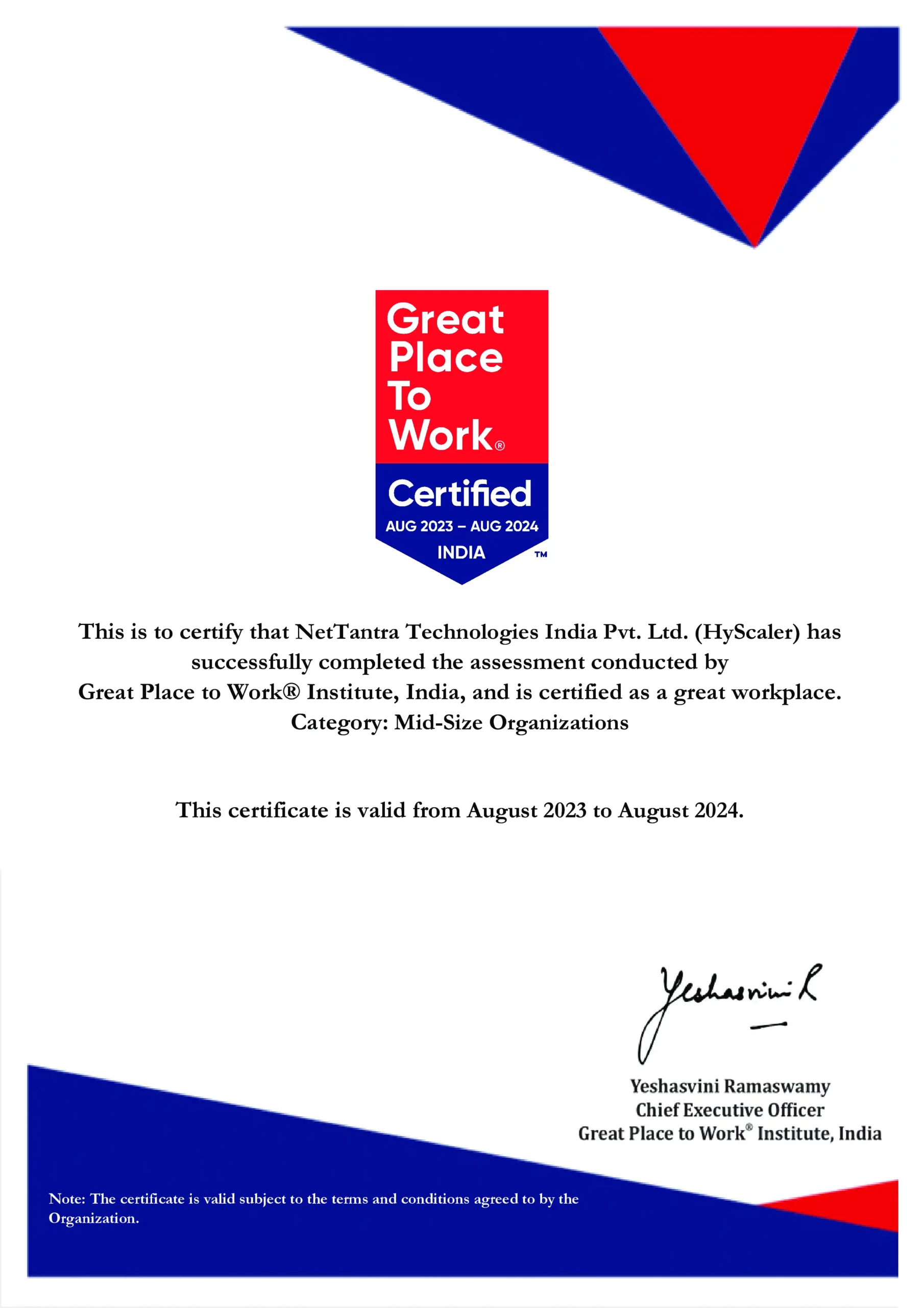 NetTantra - Great Place to Work Certification