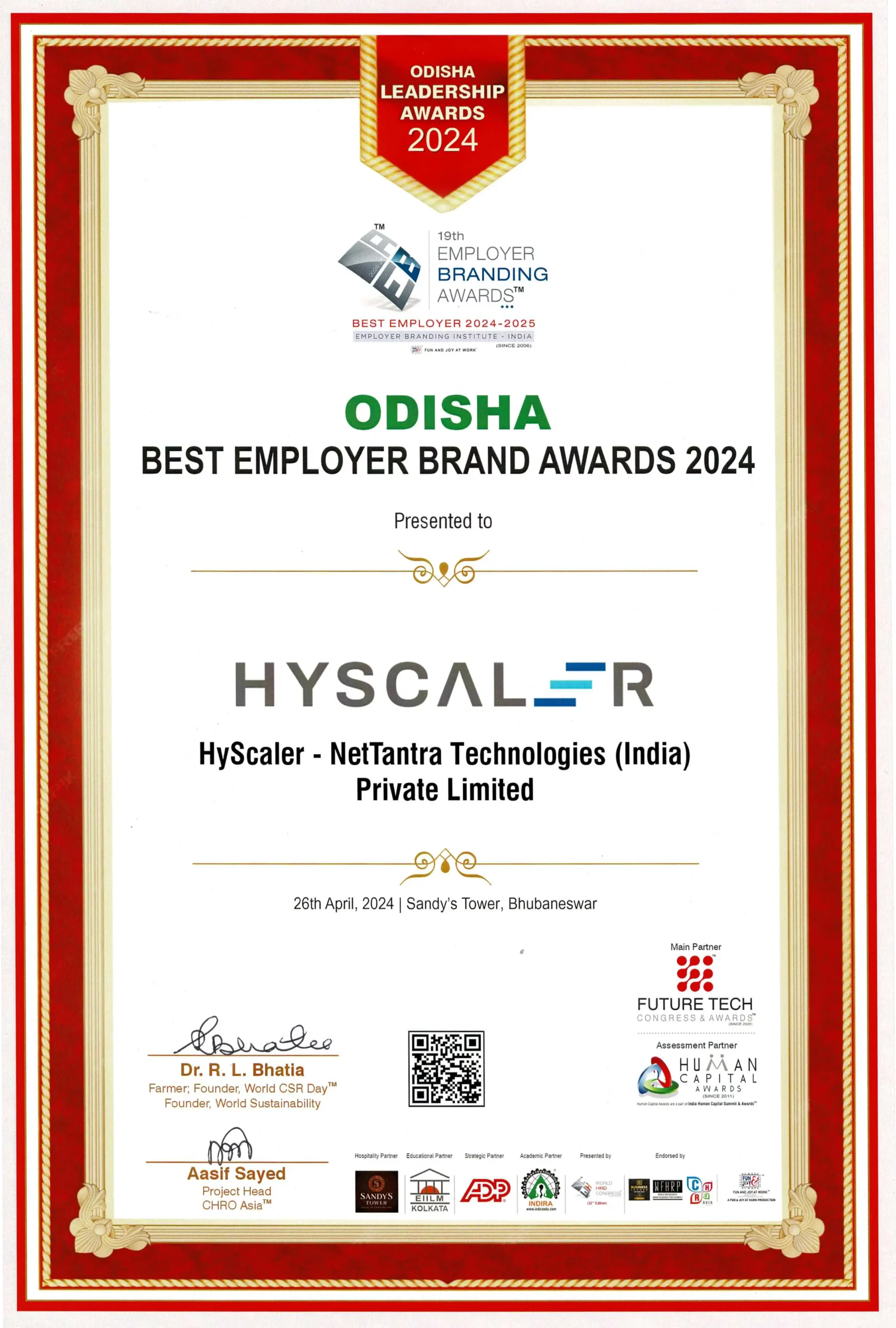 Odisha Leadership Awards 2024 (Best Employer Brand)