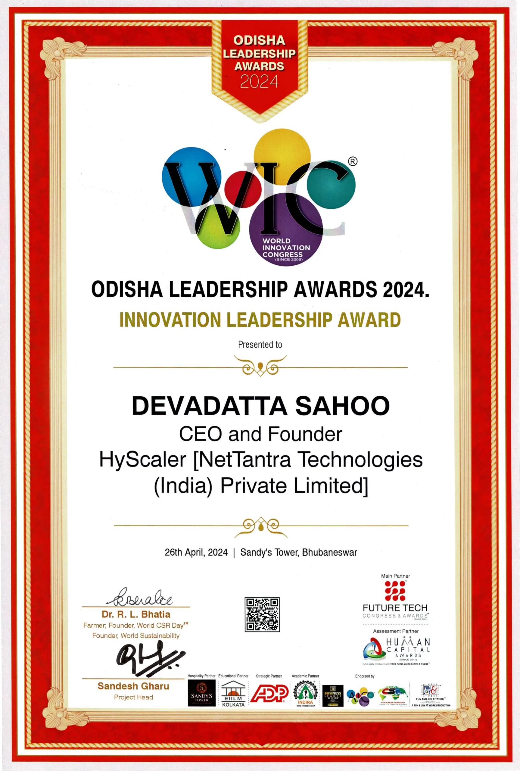 Odisha Leadership Awards 2024 (Innovation Leadership)
